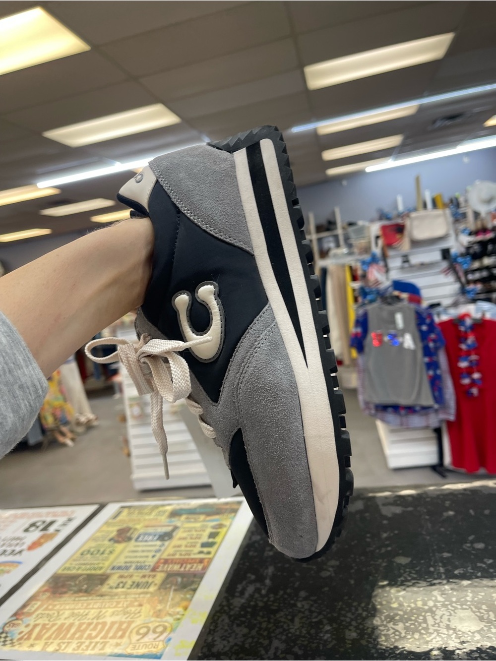 Coach Gray and Black Suede-Accent Women’s Sneakers - Picture 8 of 9